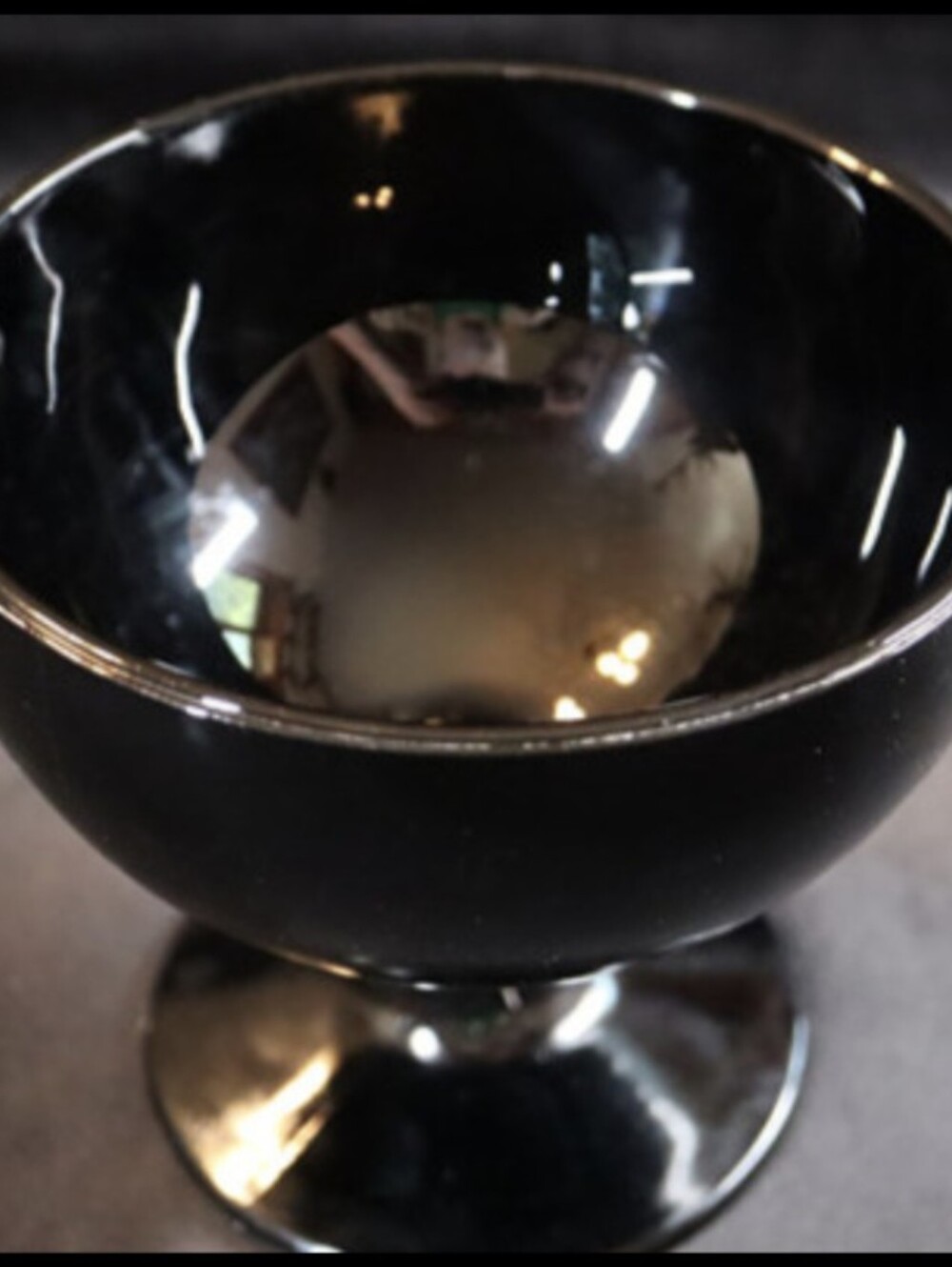 Phantom Black Glass Pedestal Candy/Nut Dish Bowl 4 ½“ Tall